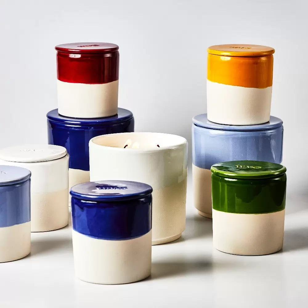 White Clay Glazed Ceramic Candle Salt Water Medium