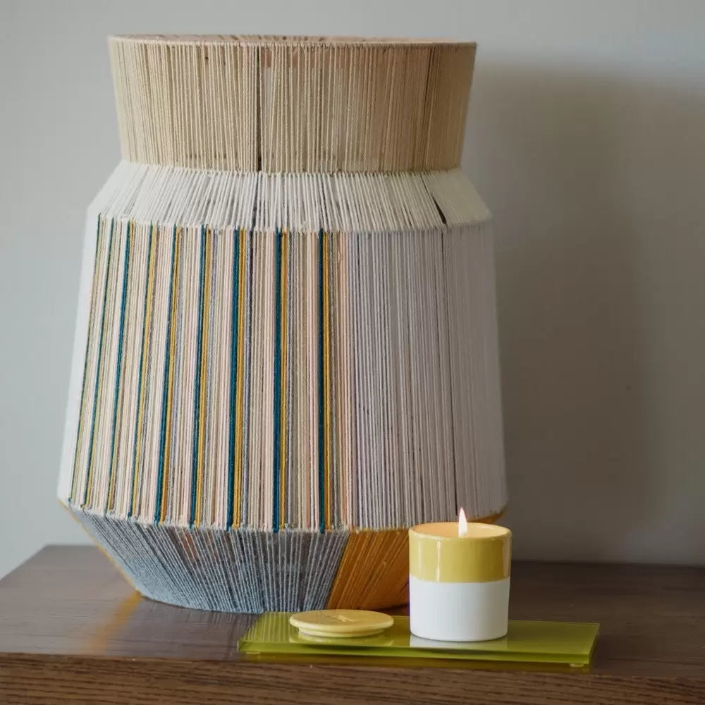 White Clay Glazed Ceramic Candle Citrus Medium