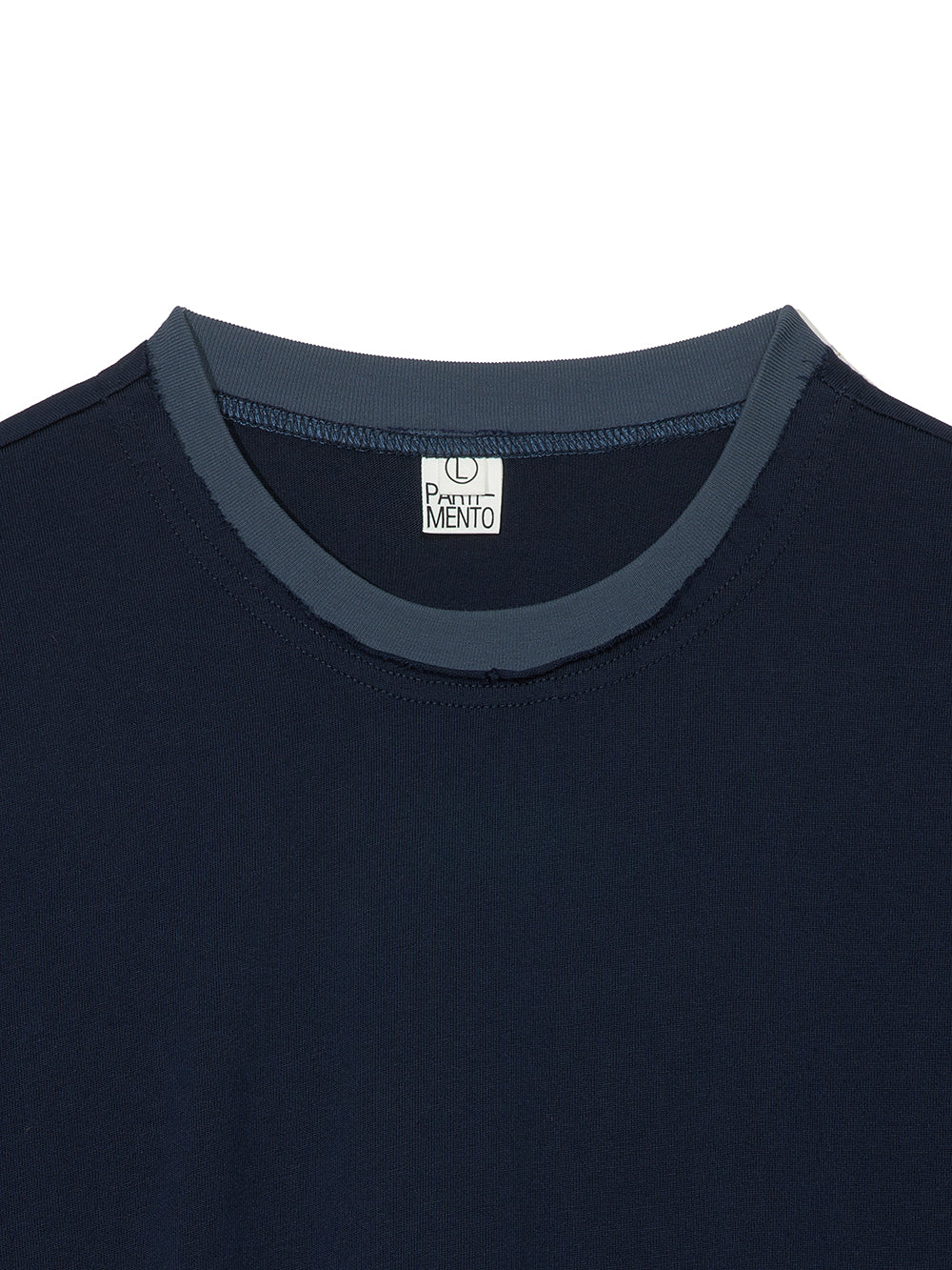 Cut-off Contrast Long Sleeve T Shirts in Navy