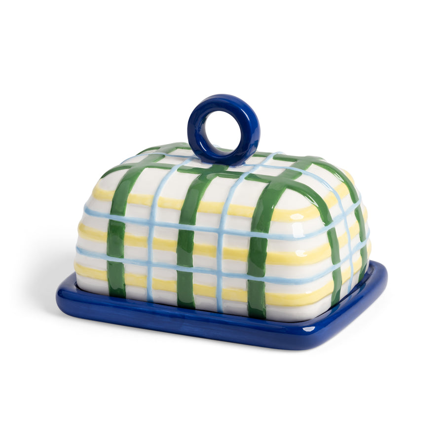 Plaid Butter Dish in Blue