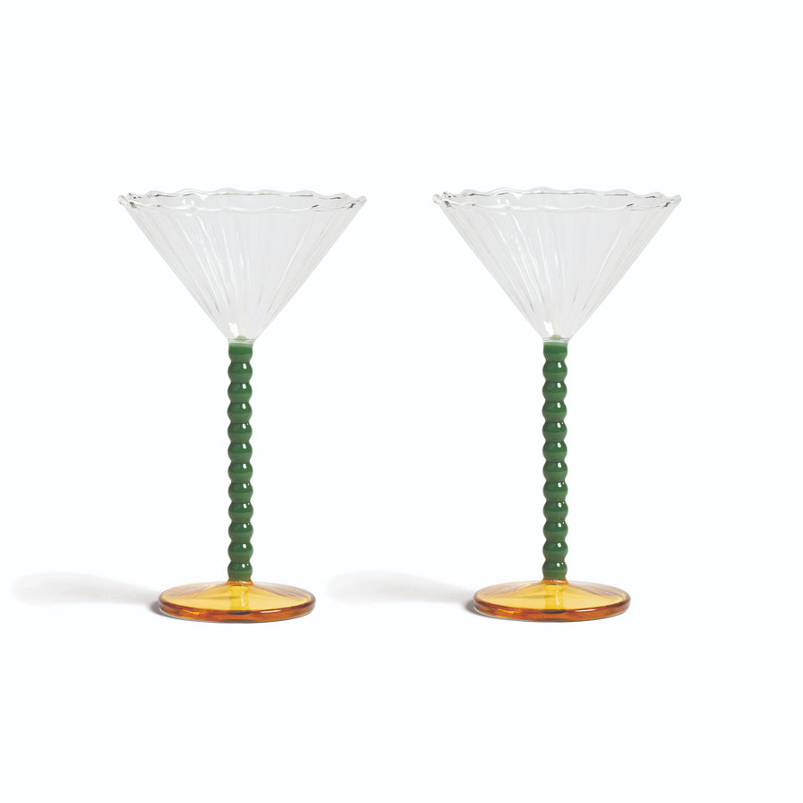 Perle Coupe in Green (Set of 2)