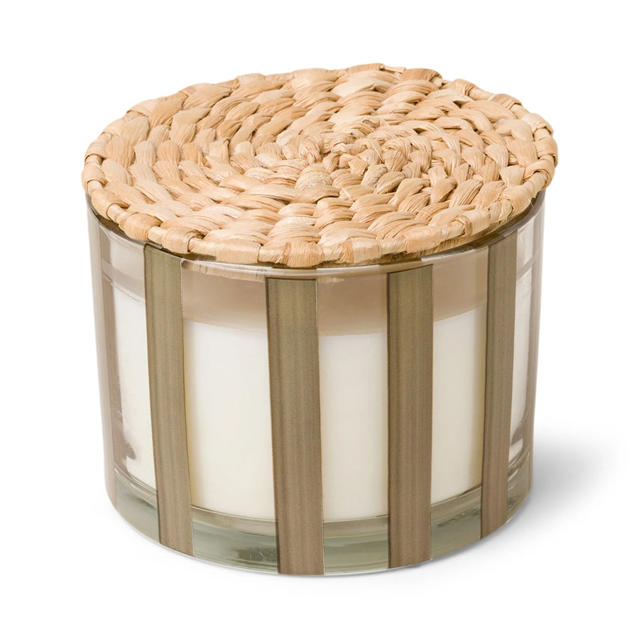 Al Fresco Taupe Glass Candle in Cotton & Teak (12oz)