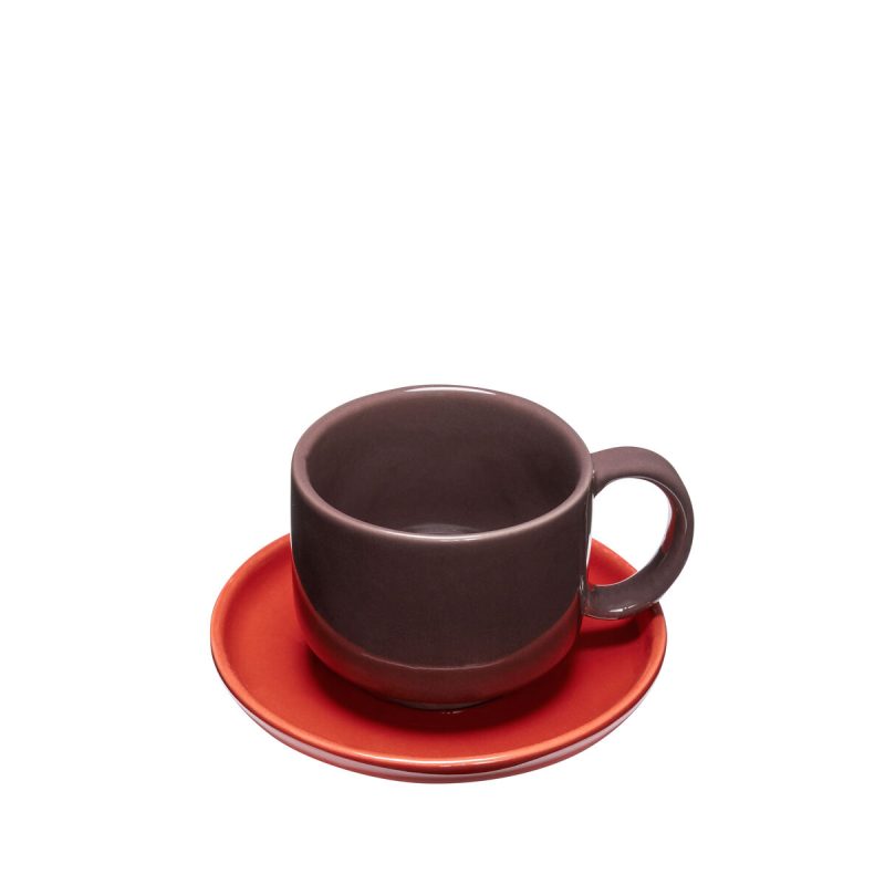 Amare Cup/Saucer Set in Burgundy/Red