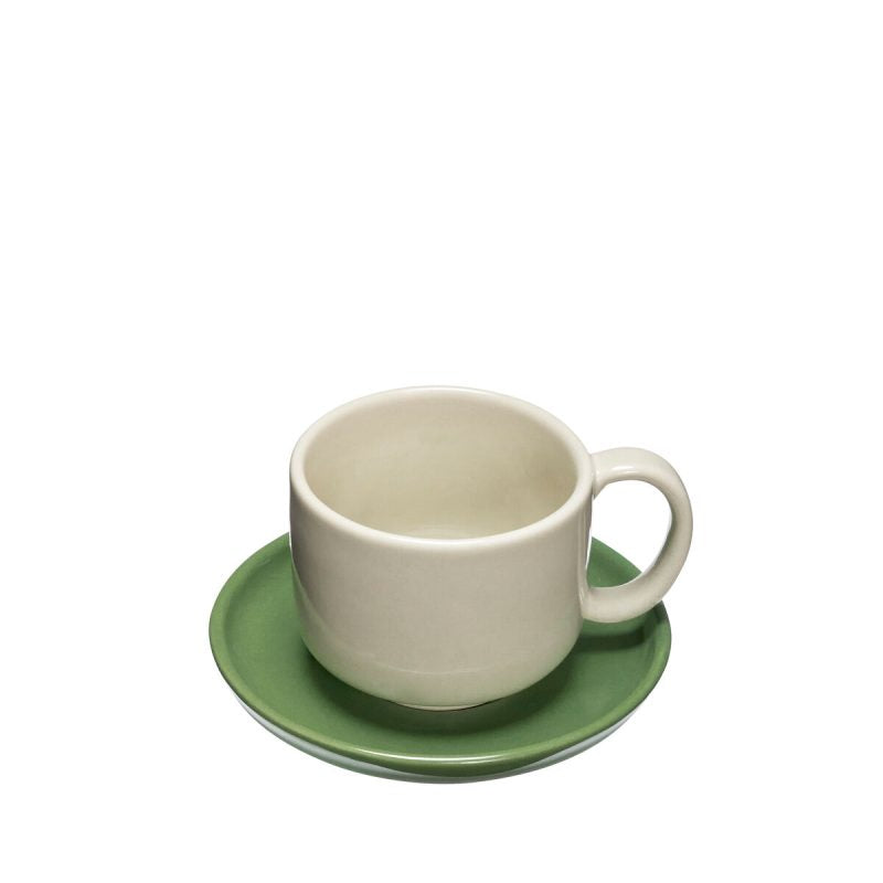 Amare Cup/Saucer Set in Sand/Green