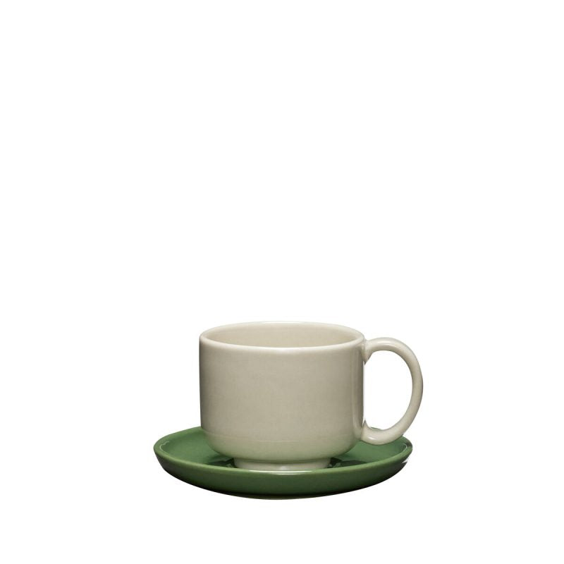 Amare Cup/Saucer Set in Sand/Green