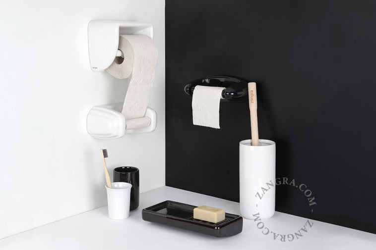Toilet Brush & Porcelain Holder White