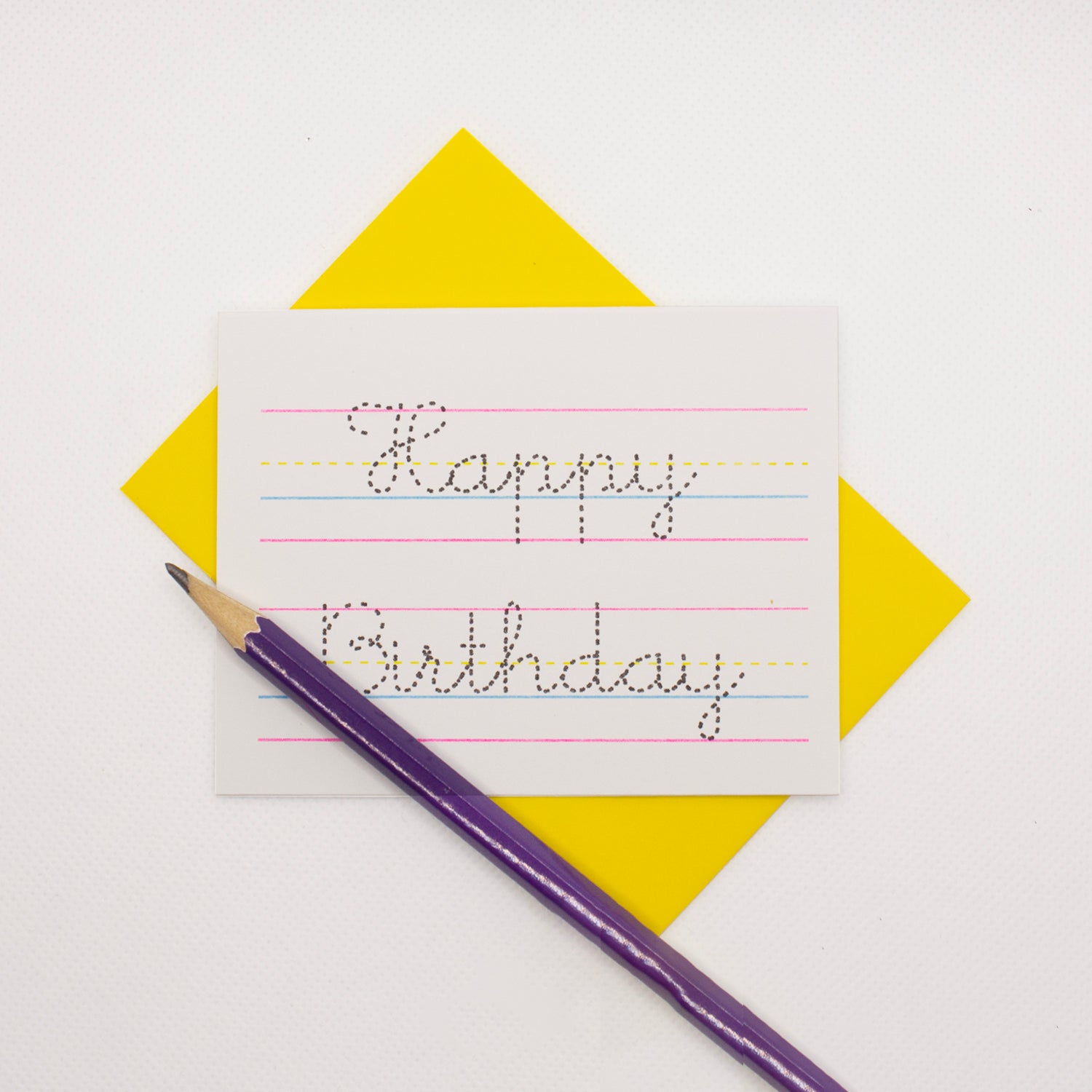 Cursive Happy Birthday Card - Set of 4