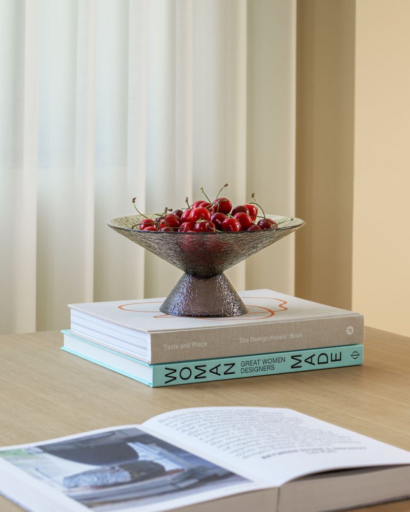 Detachable Green/Brown Glass Fruit Bowl Large