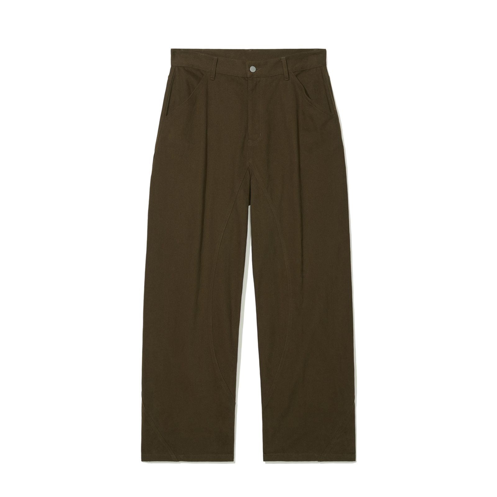Curved Section Wide Chino Pants in Brown