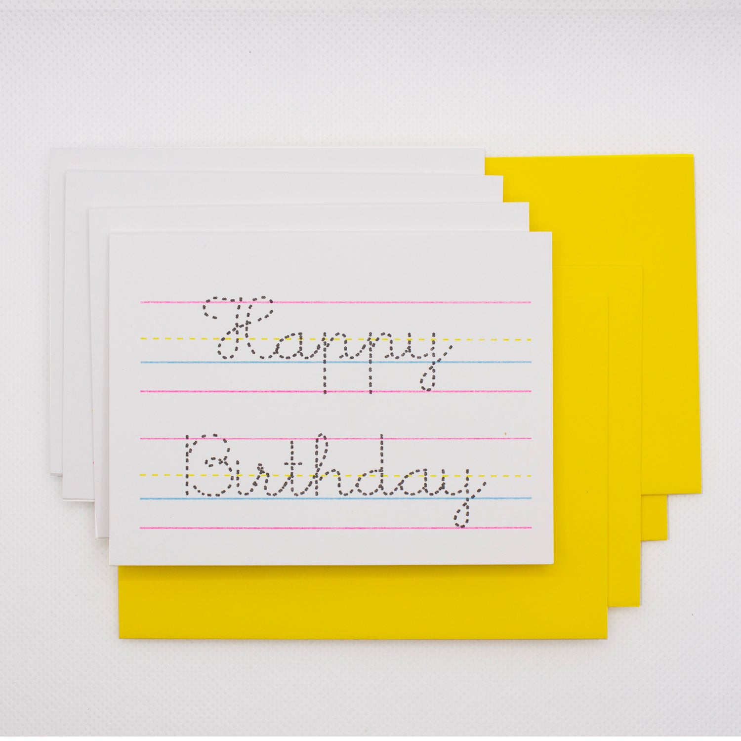 Cursive Happy Birthday Card - Set of 4