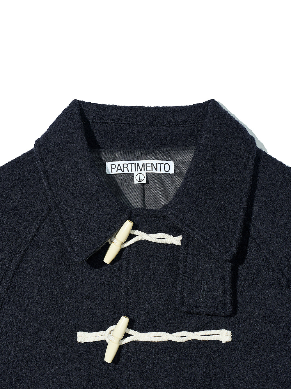 100% Curly Wool Toggle Half Coat Navy