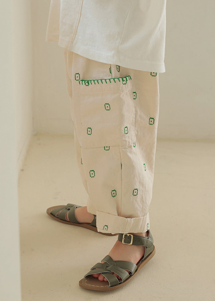 Hand Stitched Pant in Cream