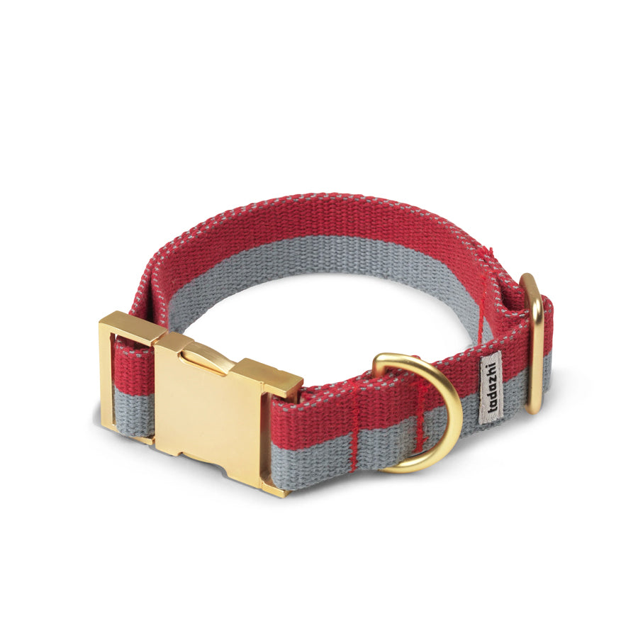 Dog Collar in Red & Faded Blue