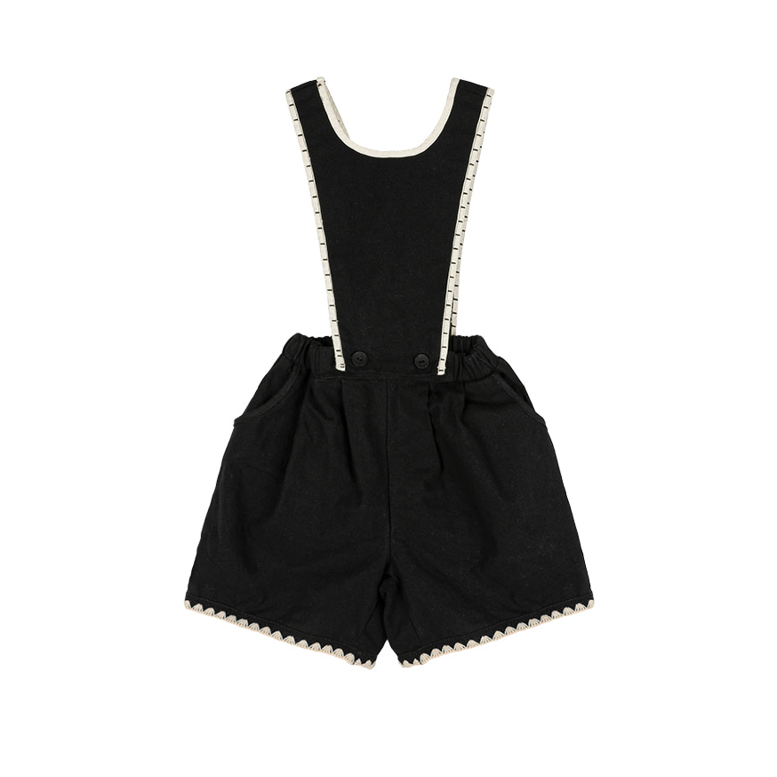 Detachable Overall Shorts in Black