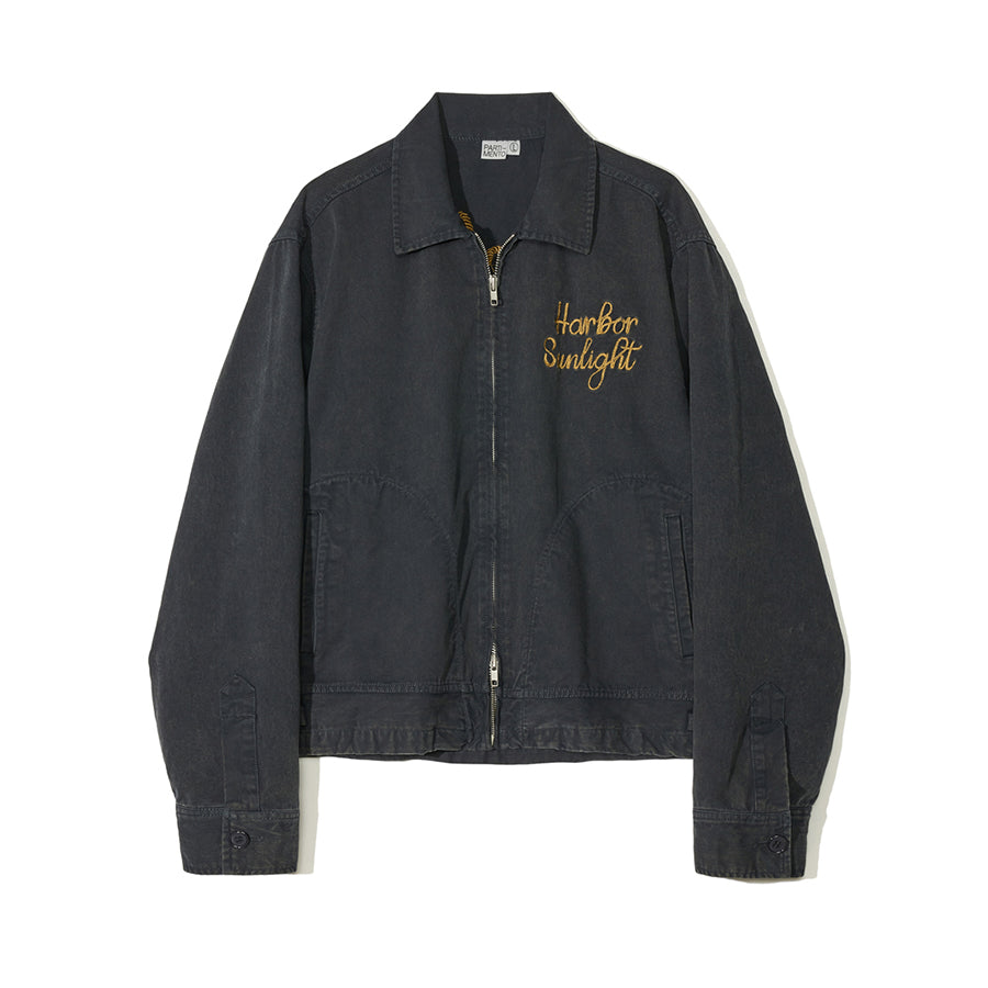 Vintage Washed Zip-Up Blouson in Navy