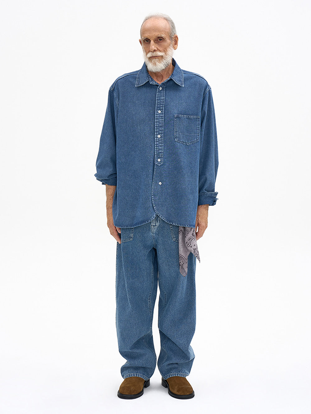 Round Washed Denim Shirts