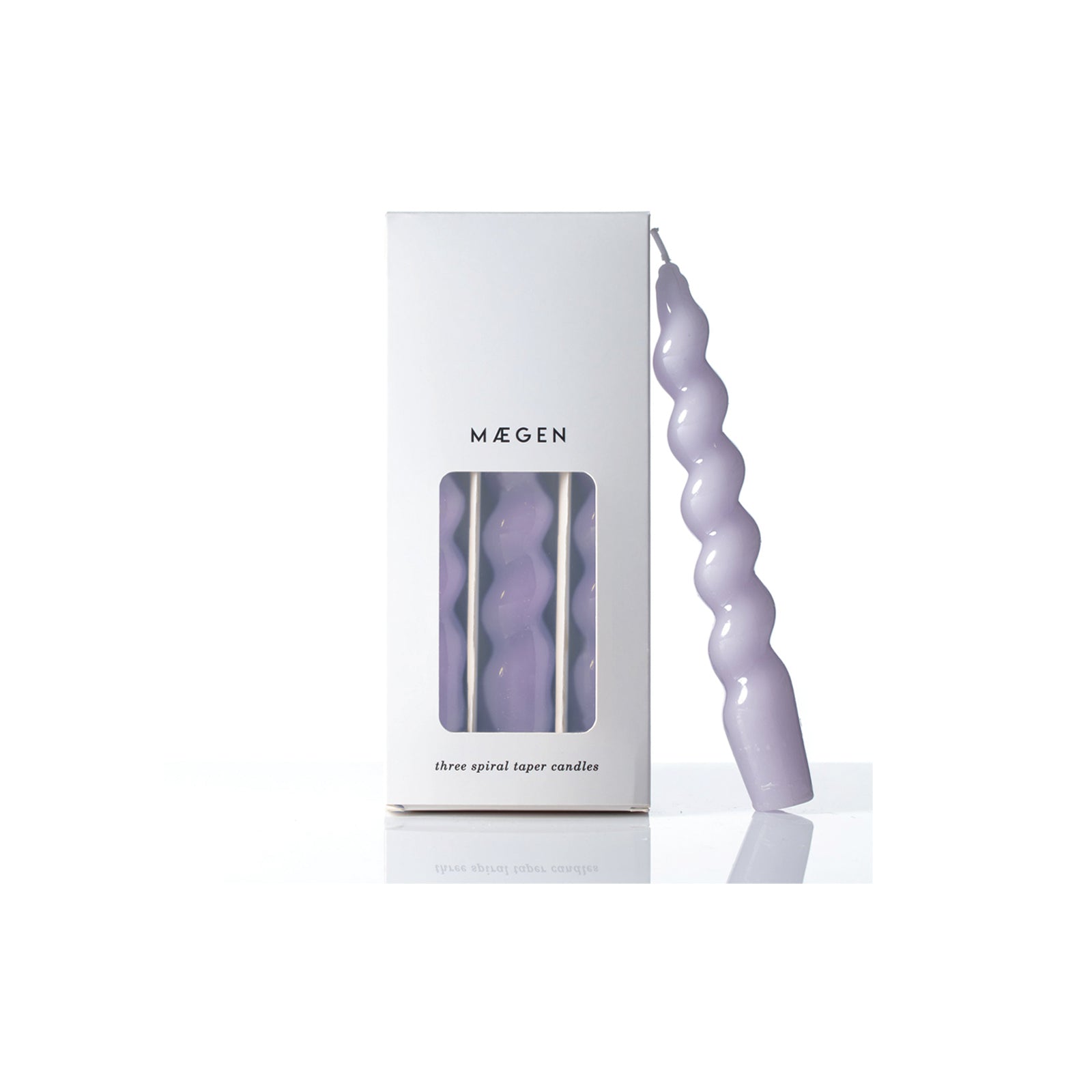 18cm Spiral Taper Candles - Lilac 3 pack