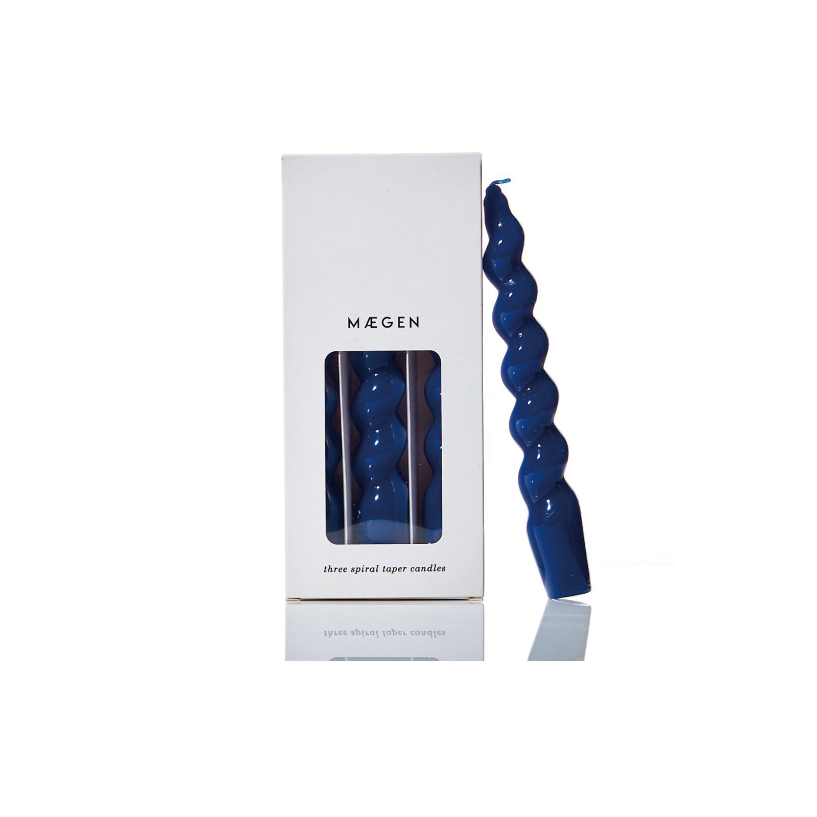 18cm Spiral Taper Candles - Navy 3 pack