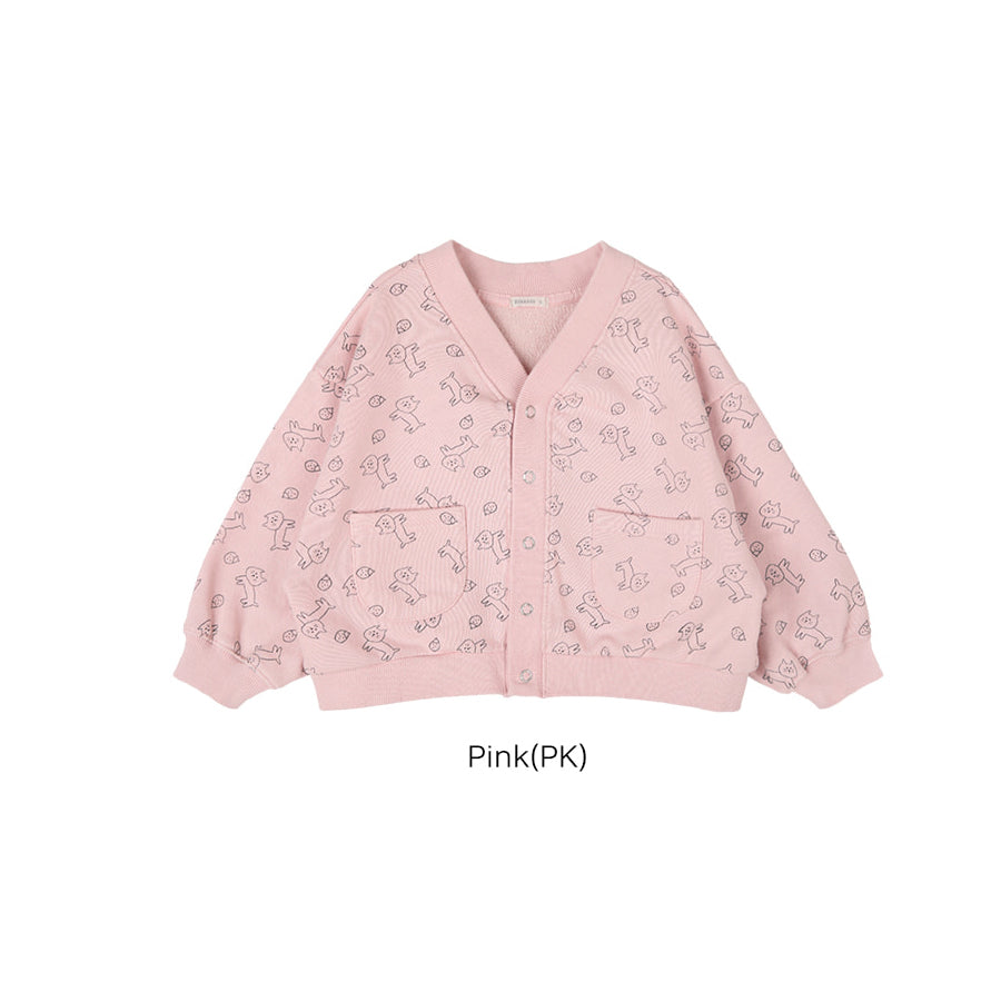 Cat Print Cardigan in Pink