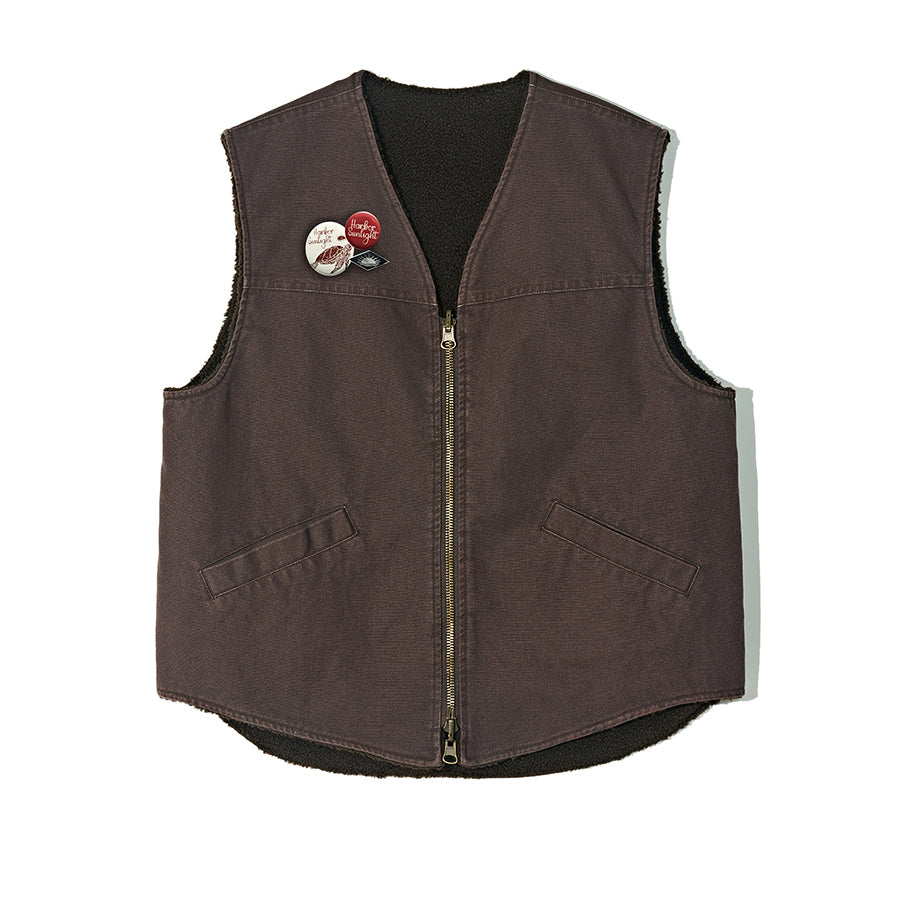 Washed Reversible Vest in Brown