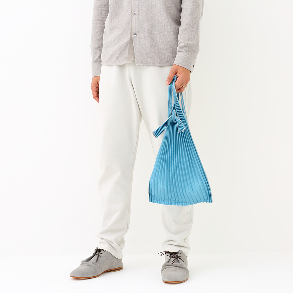 Medium Biodegradable Pleats Bag in Blue Gray