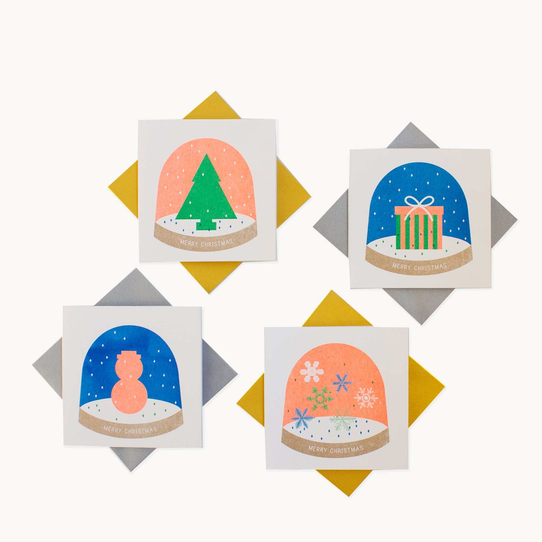 Christmas Card set of 8 - Snow Globes