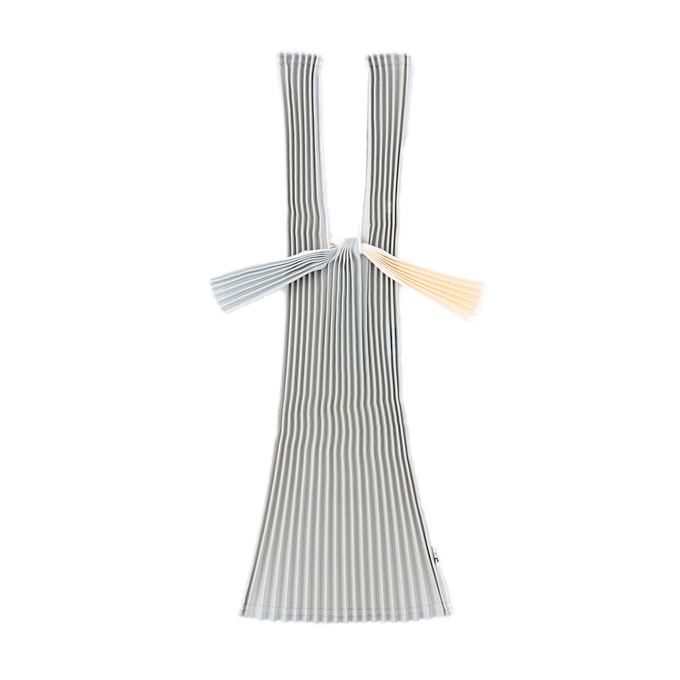 Medium Biodegradable Pleats Bag in Beige and Silver