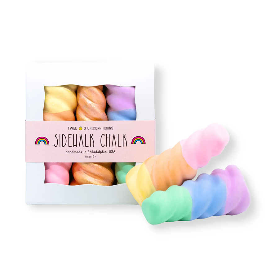 Rainbow Unicorn Horns Sidewalk Chalk, Set of 3