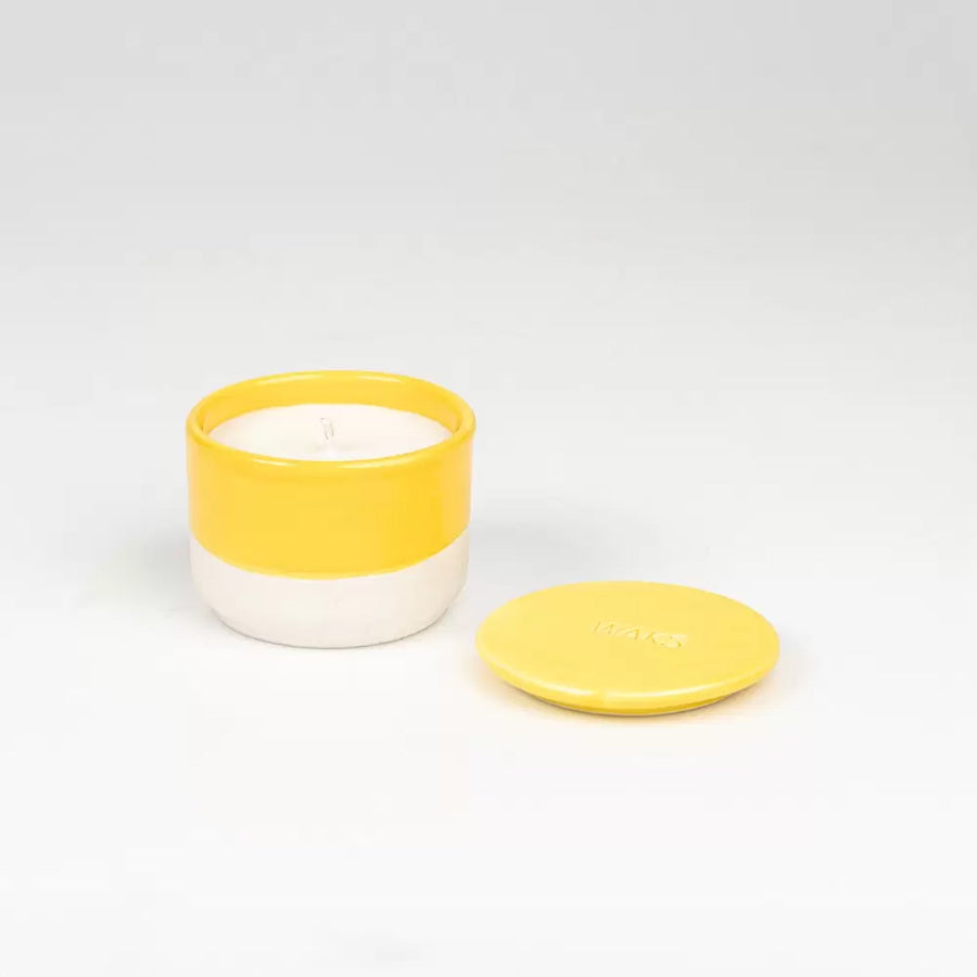 White Clay Glazed Ceramic Candle Citrus Small