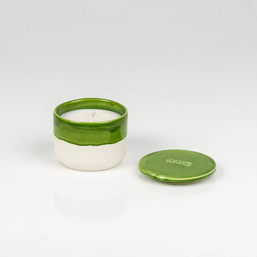 White Clay Glazed Ceramic Candle Wild Fig Small