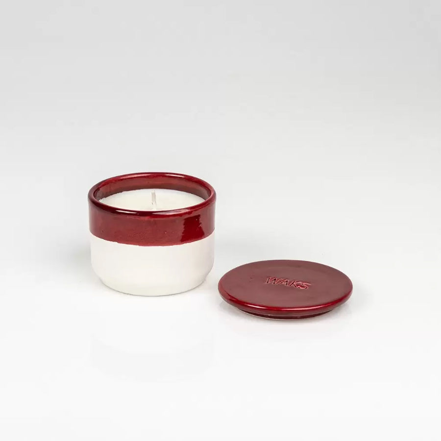 White Clay Glazed Ceramic Candle Orange Grove Small