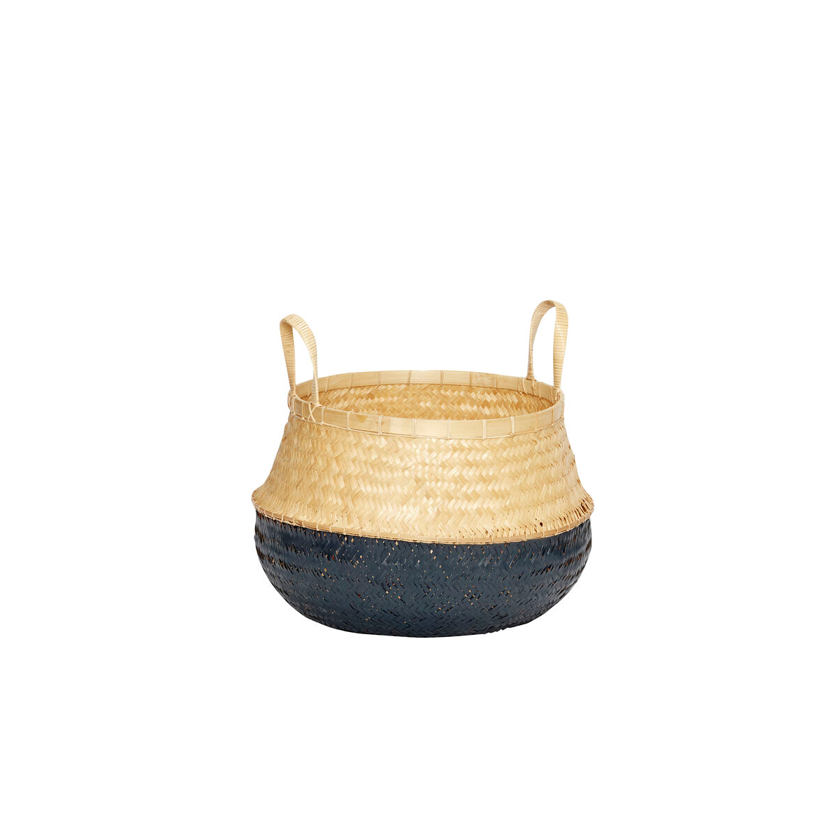 Black/Natural Rattan Belly Basket in Large
