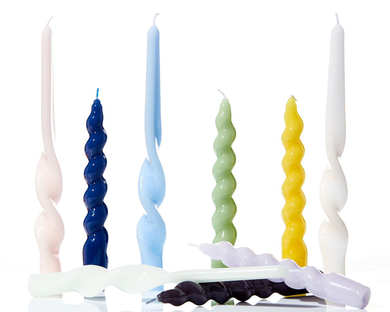 18cm Spiral Taper Candles - Navy 3 pack