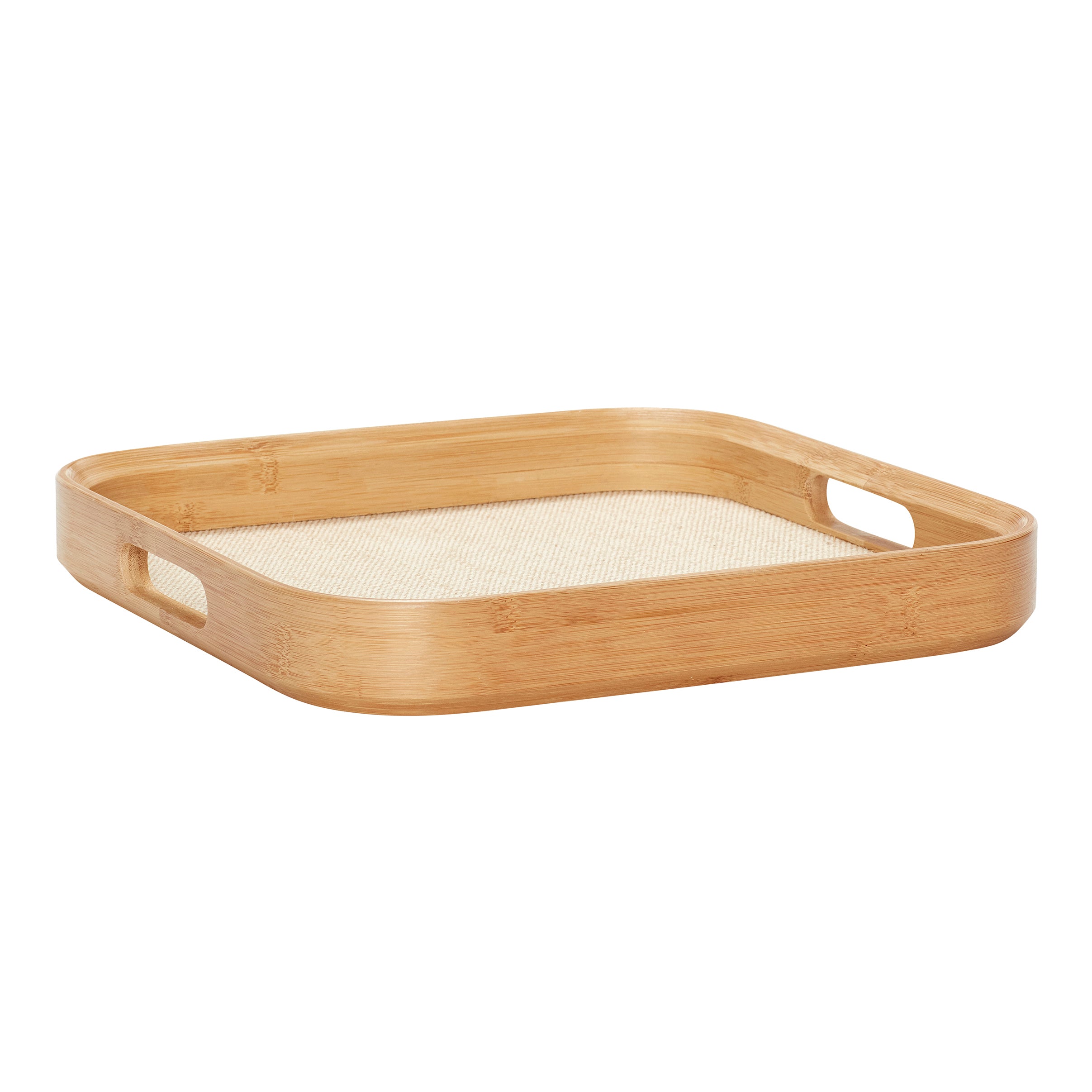 Bamboo Square Tray with Linen Bottom Large Size