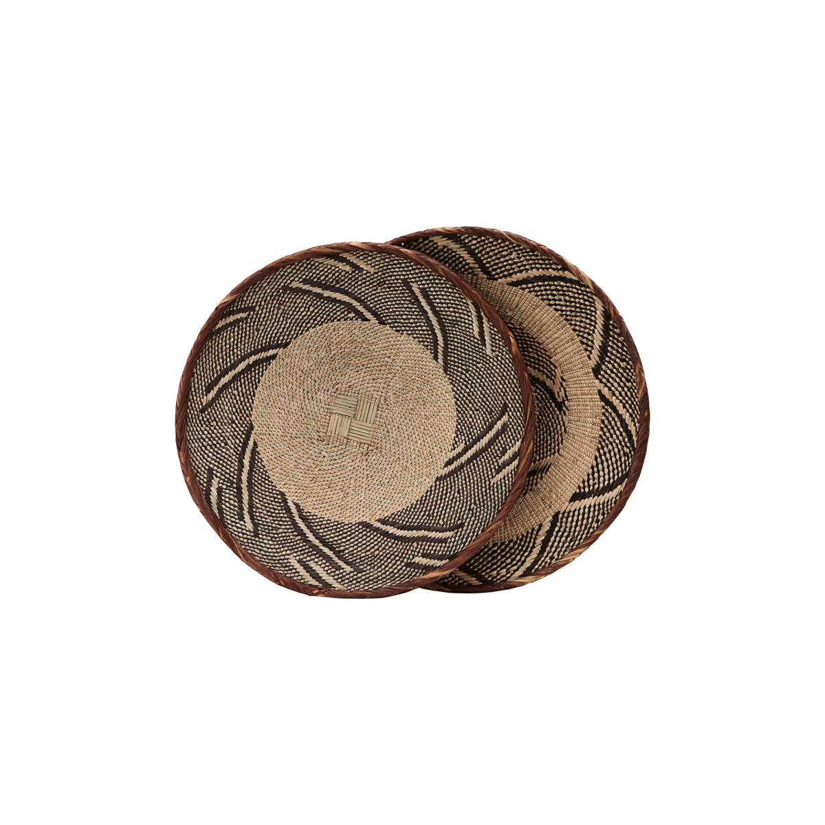 Decorative Shallow Hand Woven Basket in Small