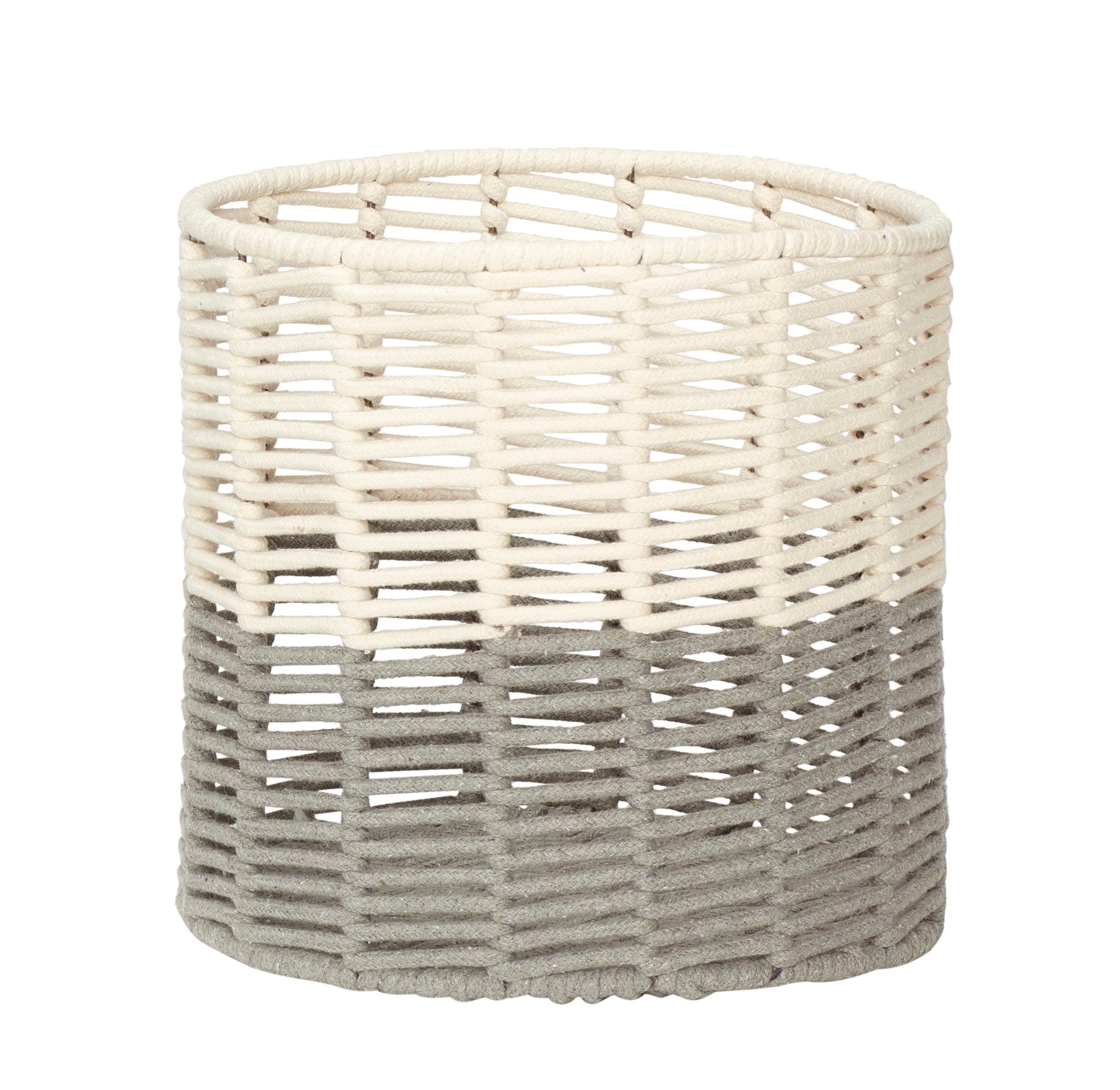 Cream and Grey Round Cotton Rope Basket