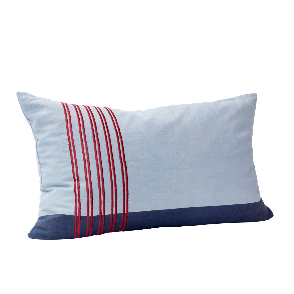 Rectangle Cushion in Blue with Red Lines  (50 x 80 cm)