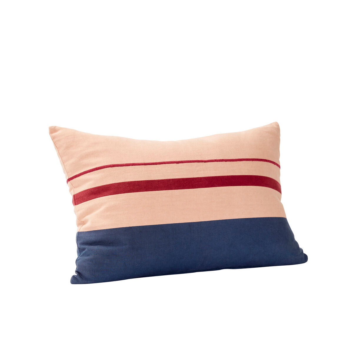 Rectangle Cushion in Navy and Coral with Red Lines  (60x40cm)