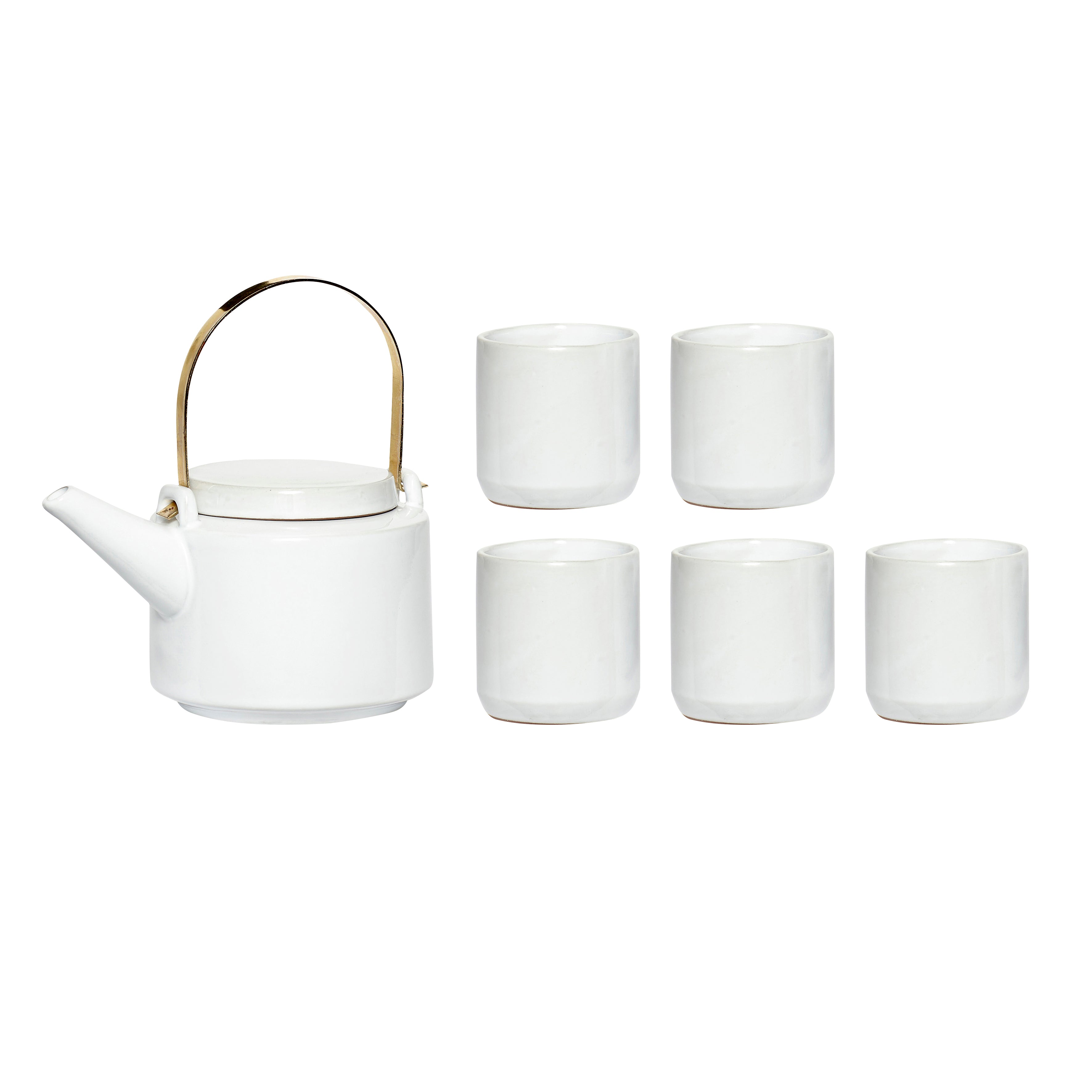 Tea Set with a Teapot and 5 Mugs