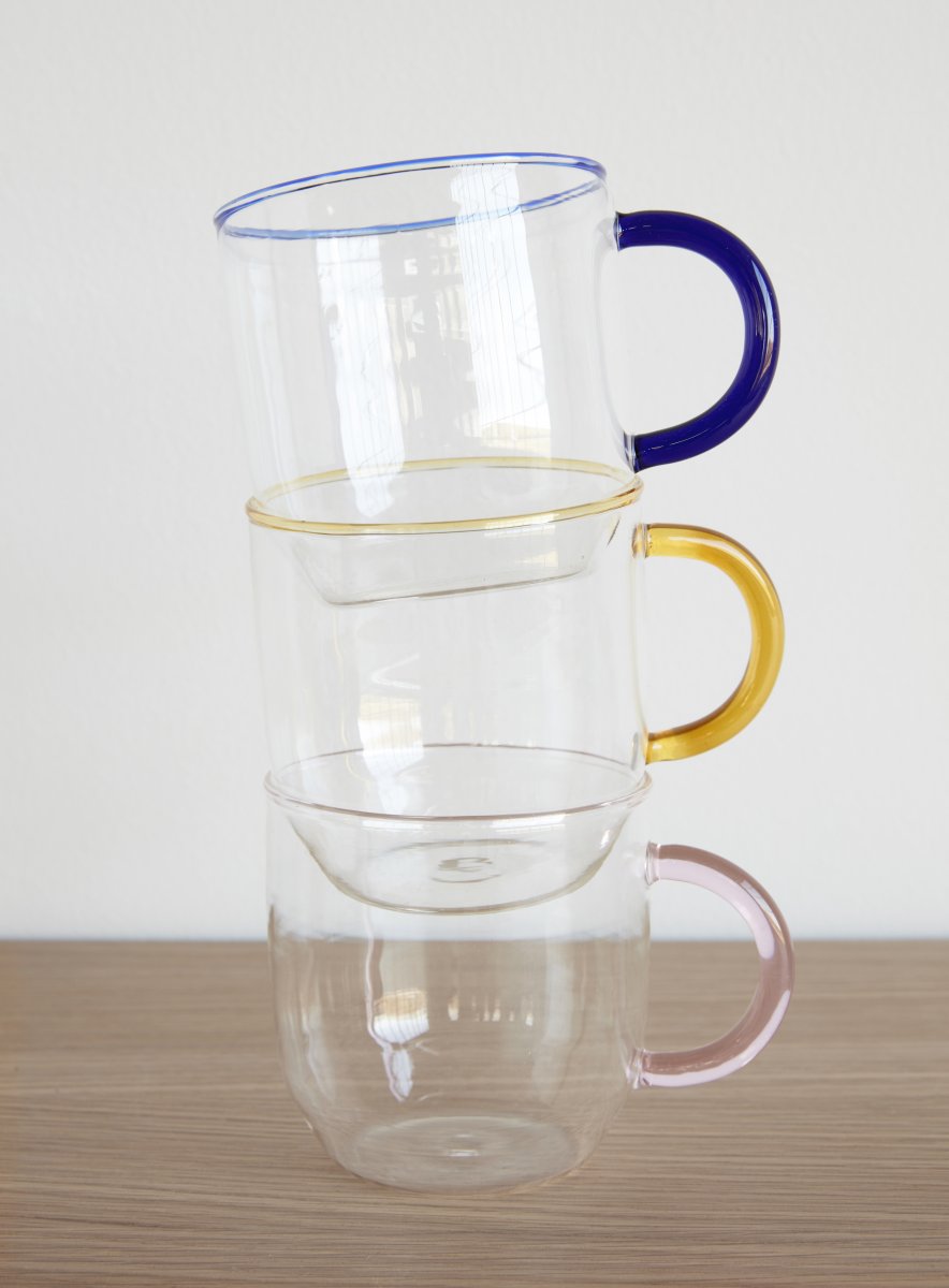 Clear Glass with Blue Handle