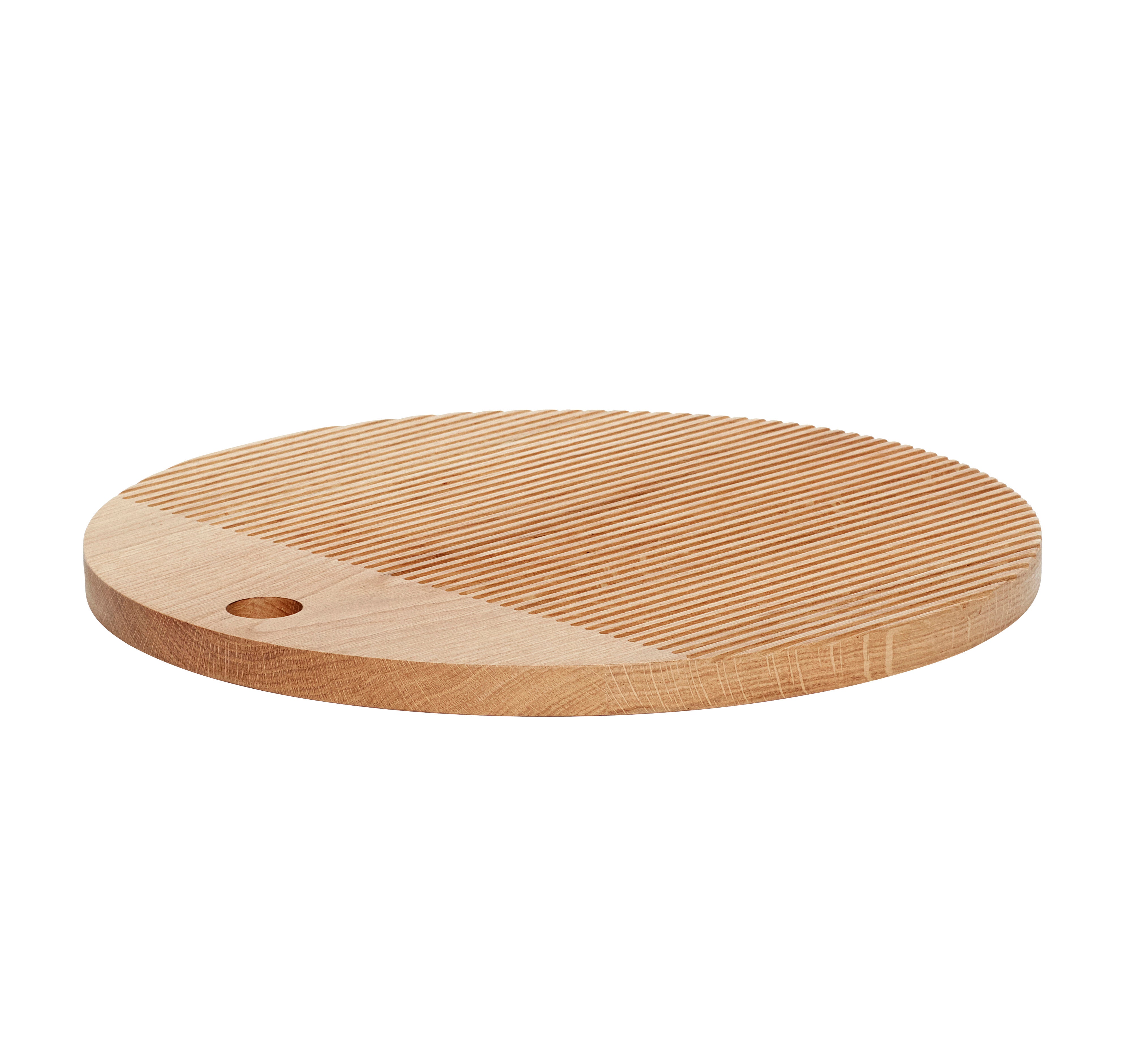 Round Oak Cutting Board with Lines Large Size