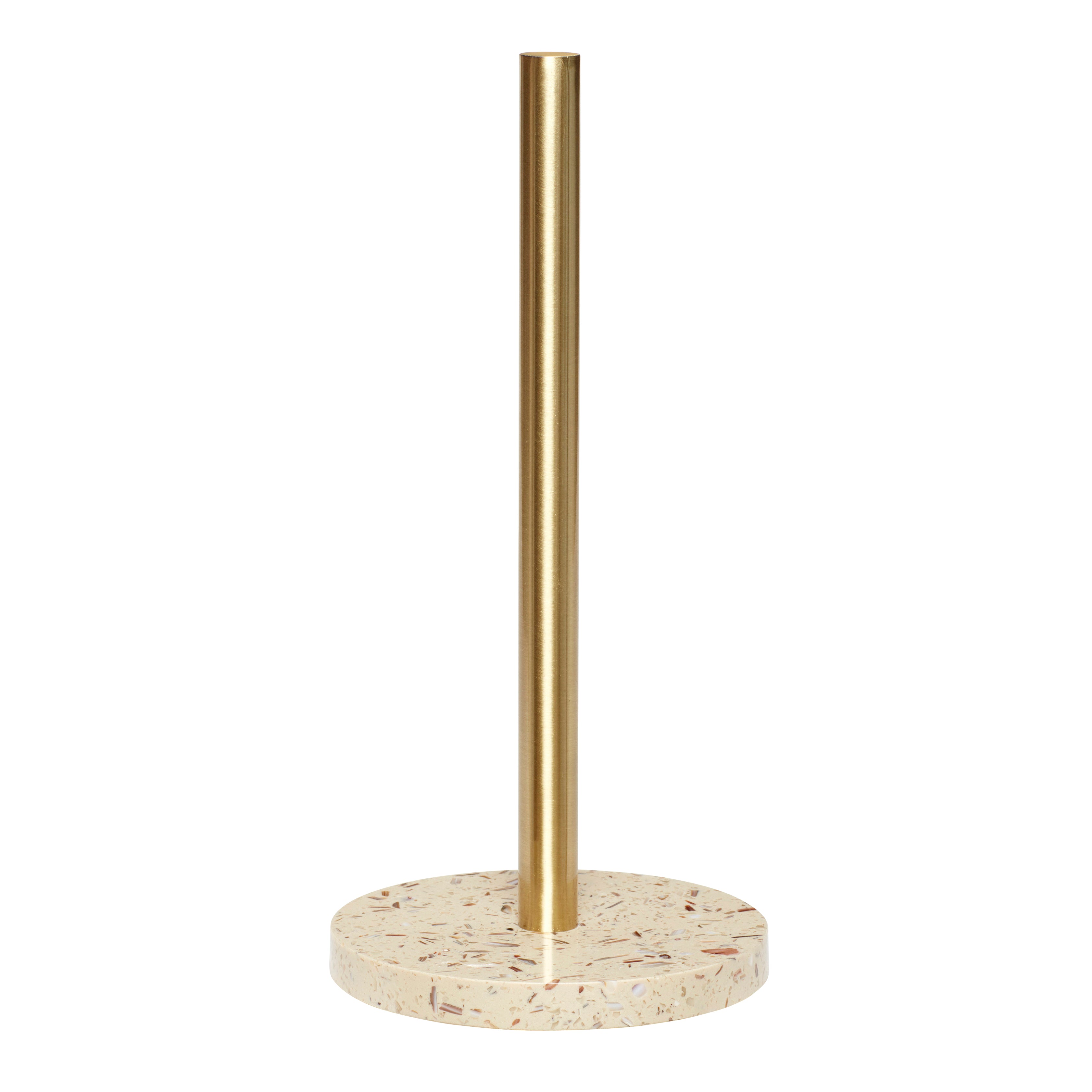 Brass Kitchen Towel Holder with Terrazzo Base