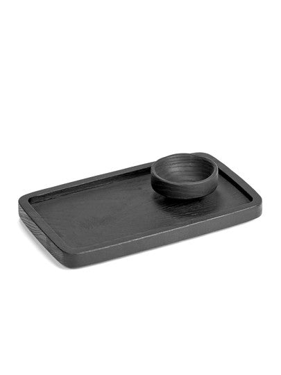 Black Rectangular Wooden Tray