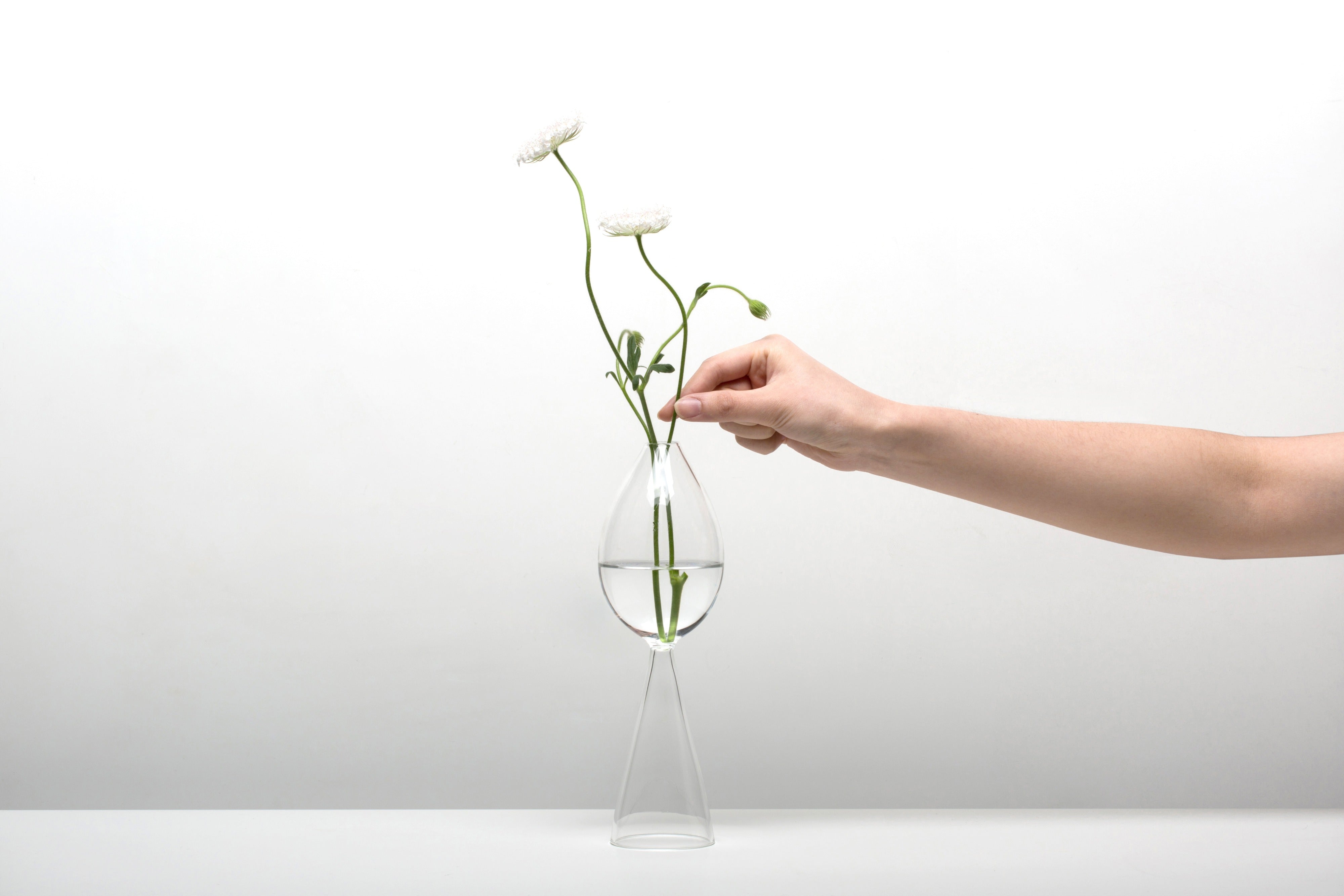 Handmade Clear Glass Vase In A Flower Bud Shape