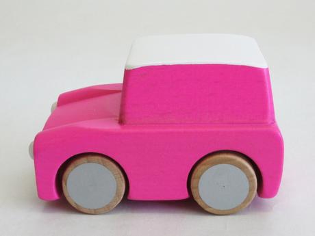 Classic Wooden Wind Up Car in Pink
