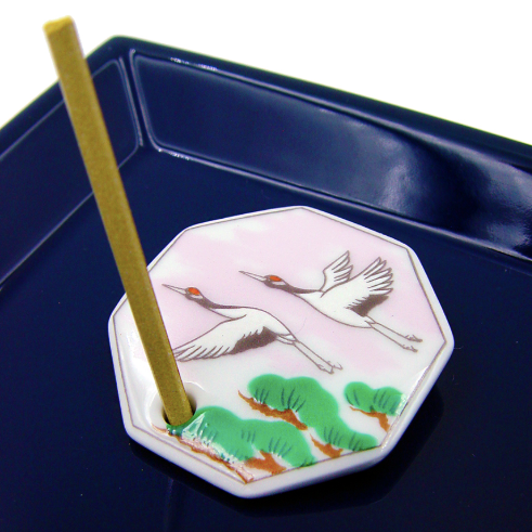 Decorative Porcelain Incense Holder with a Pair of Cranes