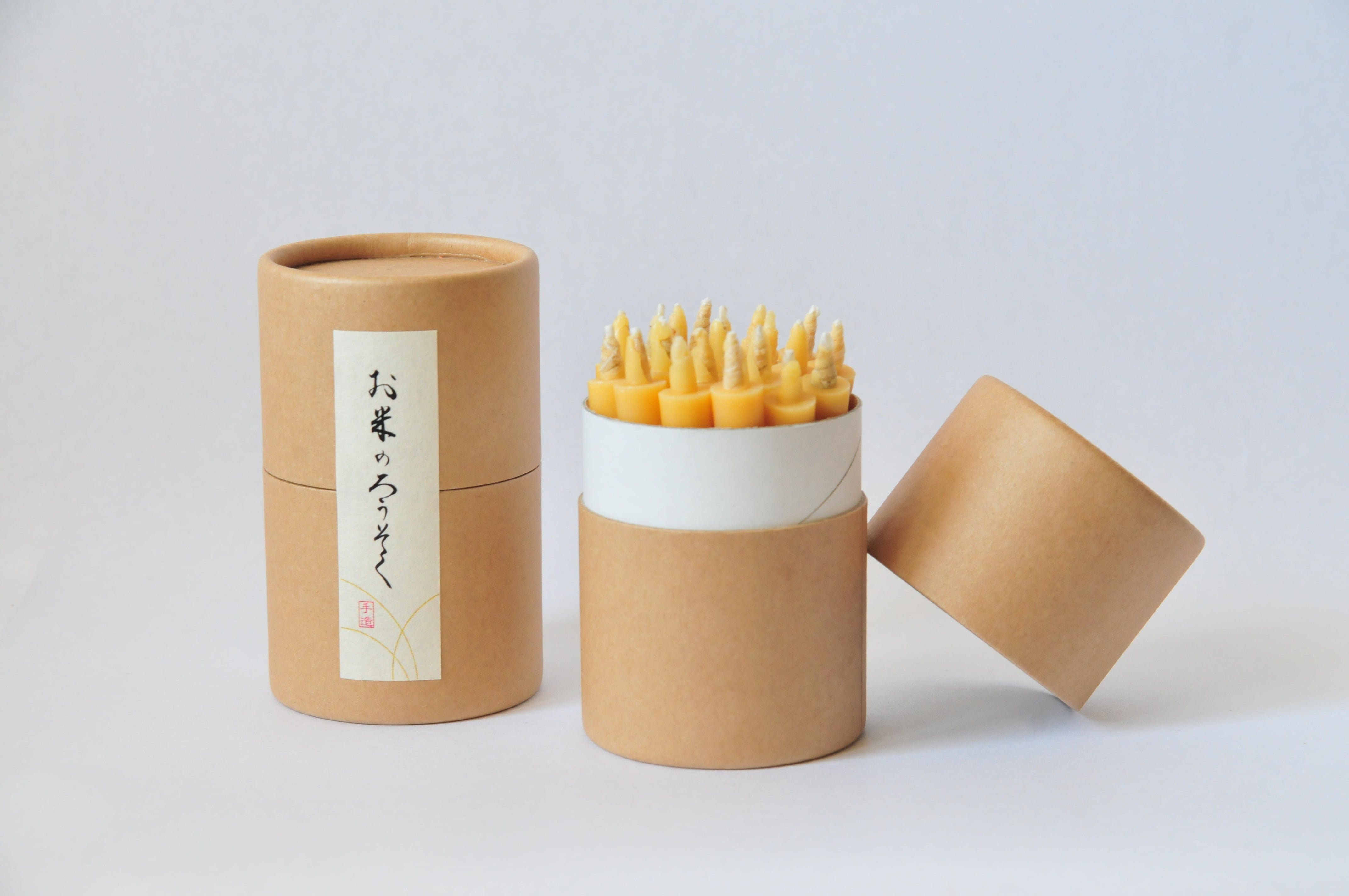 Handmade Japanese Rice Wax Candles in Cylindrical Tub