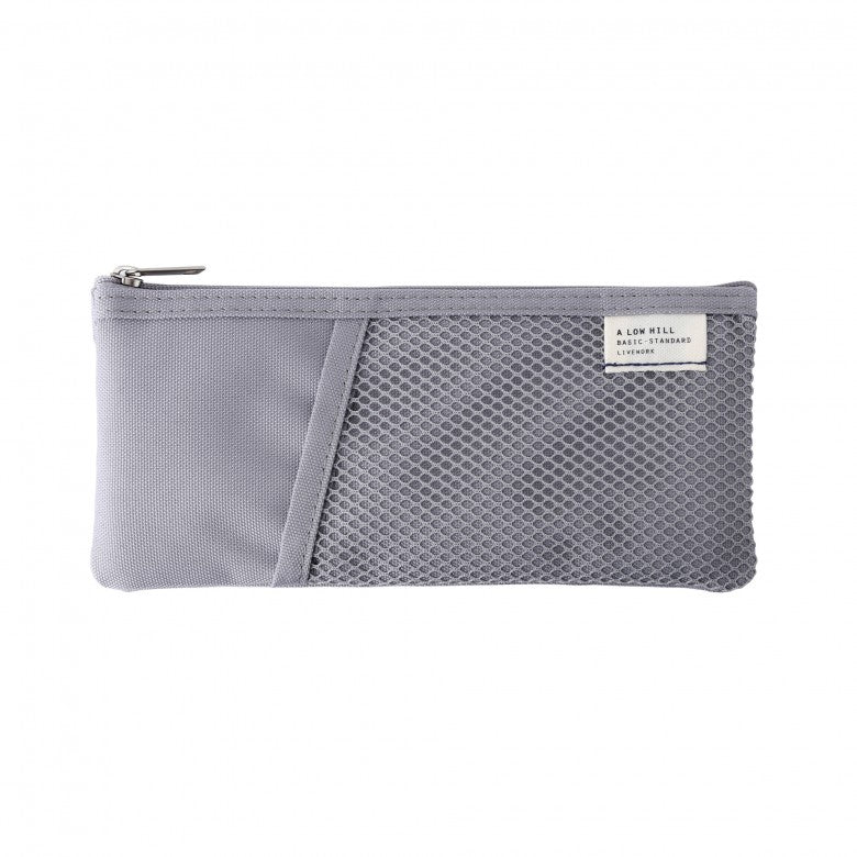 Mesh Pocket Pencil Pouch in Grey
