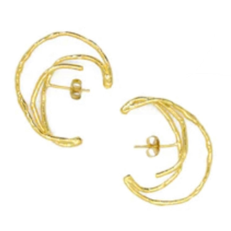 Gold Crescent Shaped Stud Earrings