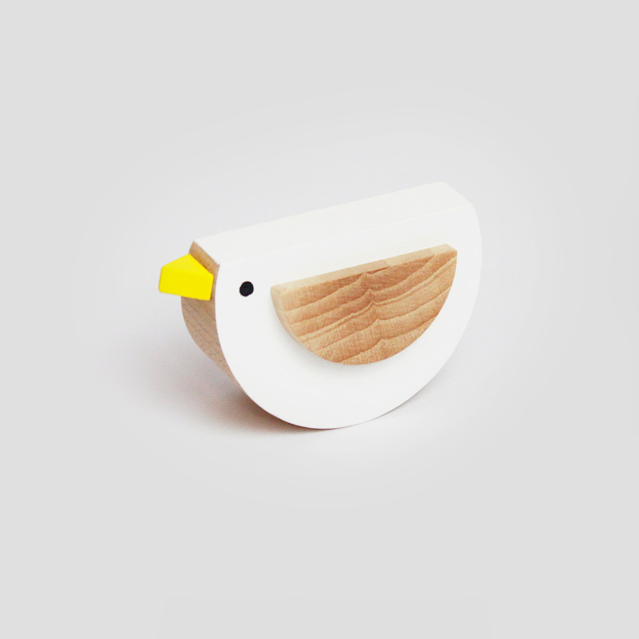 Pipa the Cute Bird Wooden Toy in White